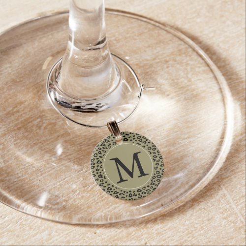 Gold Black Leopard Print Wine Glass Charm