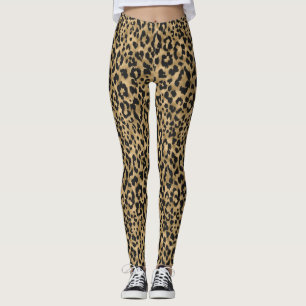 Gold/Black Leopard Print Women Leggings