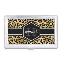 Gold Black Leopard Spots Monogram