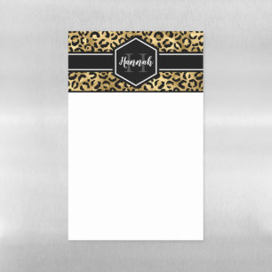 Gold Black Leopard Spots Monogram Magnetic Dry Erase Sheet