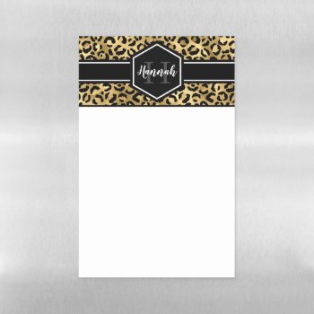 Gold Black Leopard Spots Monogram Magnetic Dry Erase Sheet by DoodlesGiftShop at Zazzle
