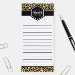 Gold Black Leopard Spots Monogram Magnetic Notepad<br><div class="desc">Chic gold and black leopard print magnetic notepad with a custom name and monogram template.  A cute and trendy safari animal print pattern background topped with your own bit of personalization.</div>