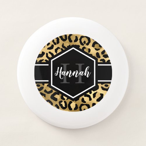 Gold Black Leopard Spots Monogram Wham_O Frisbee