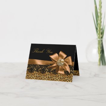 Gold & Black Leopard Thank You Card by ExclusiveZazzle at Zazzle
