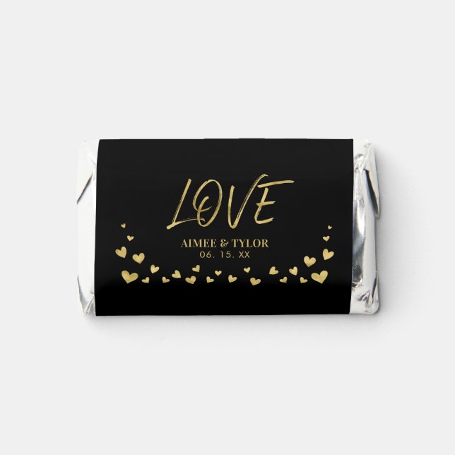 Gold & Black Lettering Love Custom Wedding Hershey's Miniatures (Front)