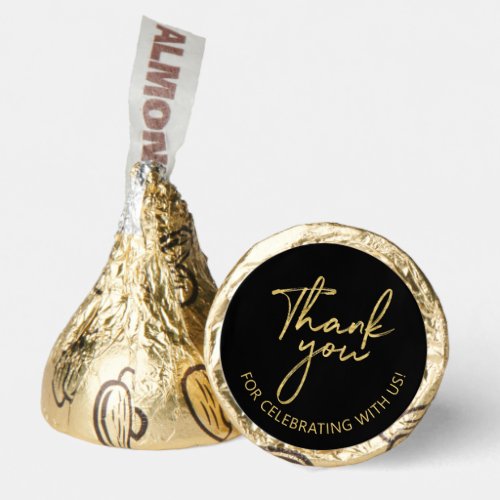 Gold  Black Lettering Thank you Birthday Party  Hersheys Kisses