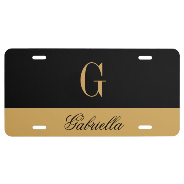 Gold Black License Plate (Front)
