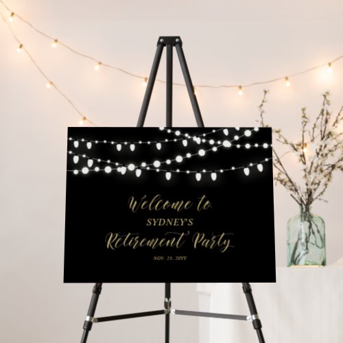 Gold  Black Lights Retirement Party Welcome Sign