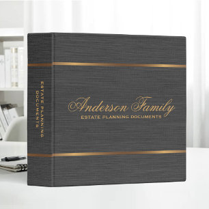 Gold Black Linen Estate Planning Documents 3 Ring Binder