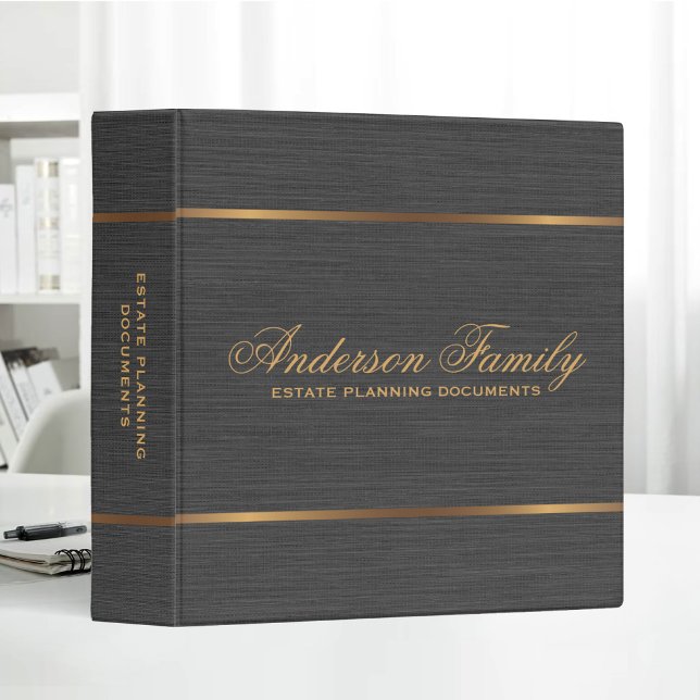 Gold Black Linen Estate Planning Documents 3 Ring Binder (Creator Uploaded)