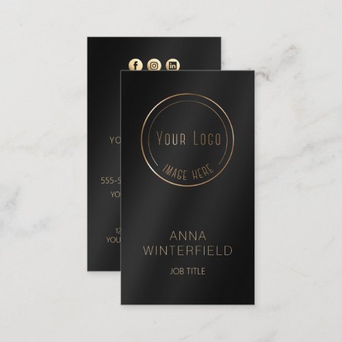 Gold black logo elegant modern social media business card