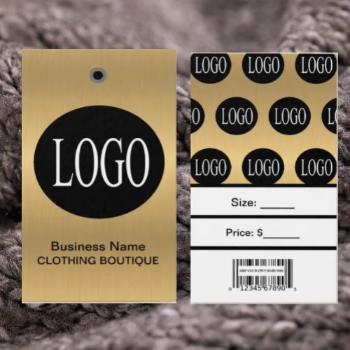 Gold Black Logo with Bar Code Clothing Price Tags 