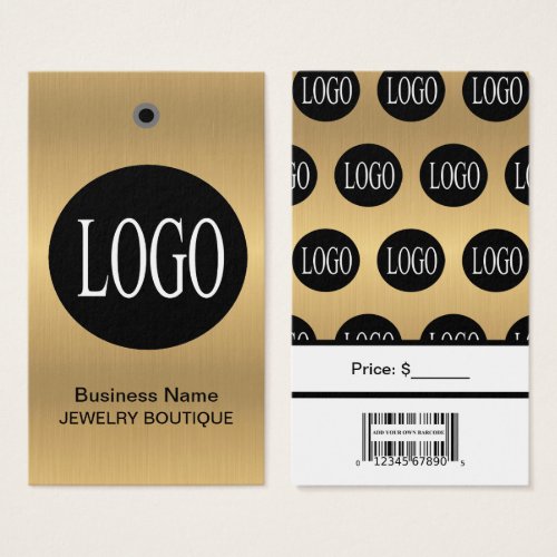 Gold Black Logo with Bar Code Jewelry Price Tags 