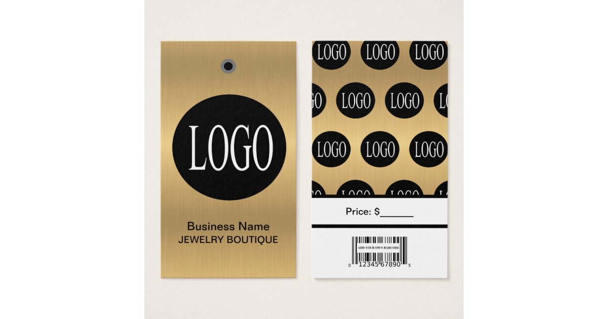 Gold Black Logo with Bar Code Jewelry Price Tags