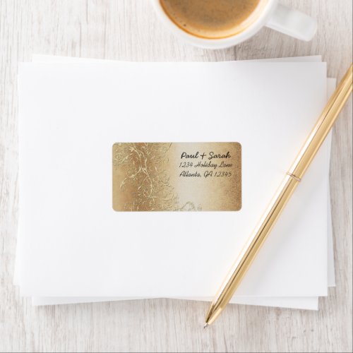 Gold Black Love Bird Wedding Address Return Labels