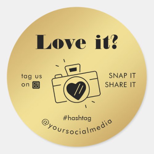 Gold Black Love Snap Tag Share Social Media Camera