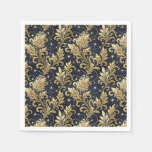 Gold & Black Luxurious Regal Damask Floral Pattern