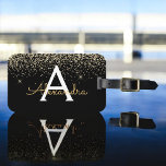 Gold Black Luxury Glitter Sparkle Monogram Luggage Tag<br><div class="desc">Gold and Black Glam Chic Luxury Faux Glitter and Sparkle Elegant Luggage Travel Tag for School or the office. These Travel Bag Tags can be customized to include your initial and first name.</div>