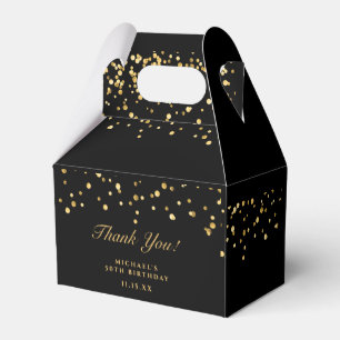 Gold & Black Luxury Thank You 50th Birthday Party Favor Boxes