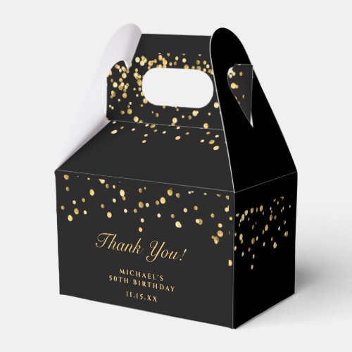 Gold  Black Luxury Thank You 50th Birthday Party Favor Boxes