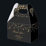 Gold & Black Luxury Thank You 70th Birthday Party Favor Boxes<br><div class="desc">These luxurious favor boxes are sure to wow your guests. They will also look beautiful on the event table. Design features light gold confetti on a dark black background. Super simple, they just thank you and can be easily personalized with your name, event and event date. You can fill them...</div>