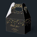 Gold & Black Luxury Thank You 70th Birthday Party Favor Boxes<br><div class="desc">These luxurious favor boxes are sure to wow your guests. They will also look beautiful on the event table. Design features light gold confetti on a dark black background. Super simple, they just thank you and can be easily personalized with your name, event and event date. You can fill them...</div>