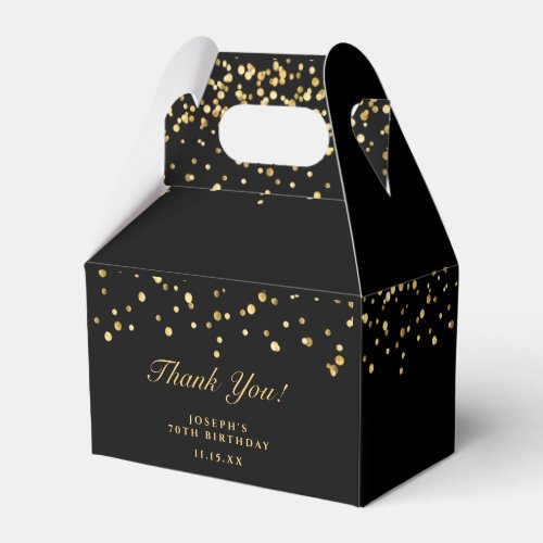 Gold  Black Luxury Thank You 70th Birthday Party Favor Boxes