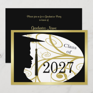Gold/Black Man Silhouette 2027 Graduation Party Invitation