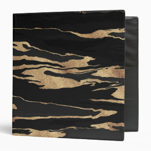 Gold Black Marble Abstract Painting 3 Ring Binder