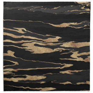 Gold Black Marble Abstract Painting Cloth Napkin