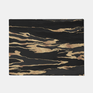 Gold Black Marble Abstract Painting Doormat