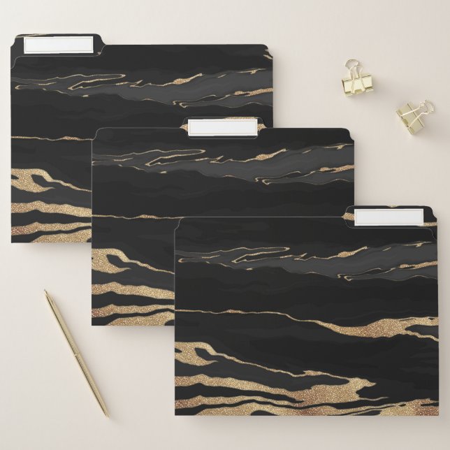 Gold Black Marble Abstract Painting File Folder (Set)