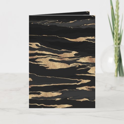 Gold Black Marble Abstract Painting Holiday Card