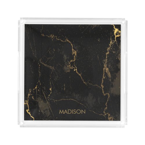 Gold Black Marble Acrylic Tray