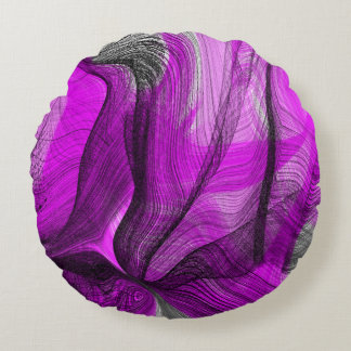 Gold Black marble art Round Pillow