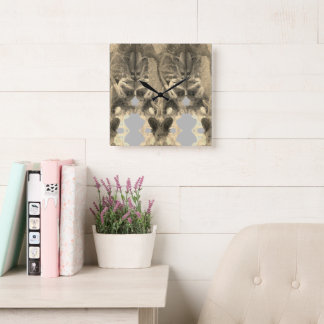 Gold Black marble art Square Wall Clock