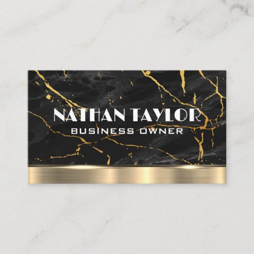 Gold Black Marble Background  Gold Metal Business Card