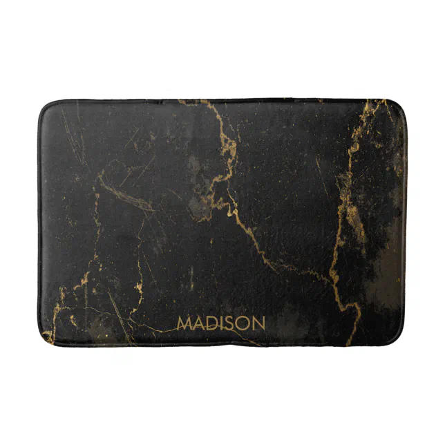 Gold Black Marble Bath Mat Zazzle