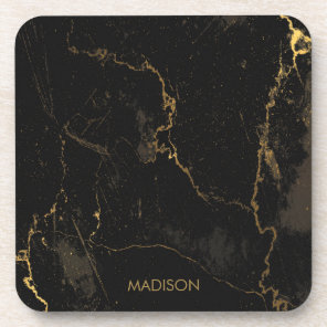 Gold Black Marble Beverage Coaster
