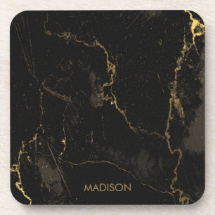Gold Black Marble Beverage Coaster