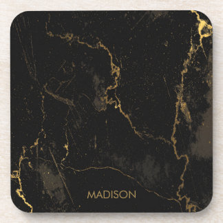 Gold Black Marble Beverage Coaster