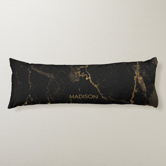 Gold Black Marble Body Pillow (Front)