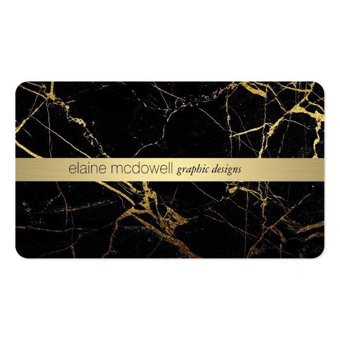 gold black marble business card Zazzle
