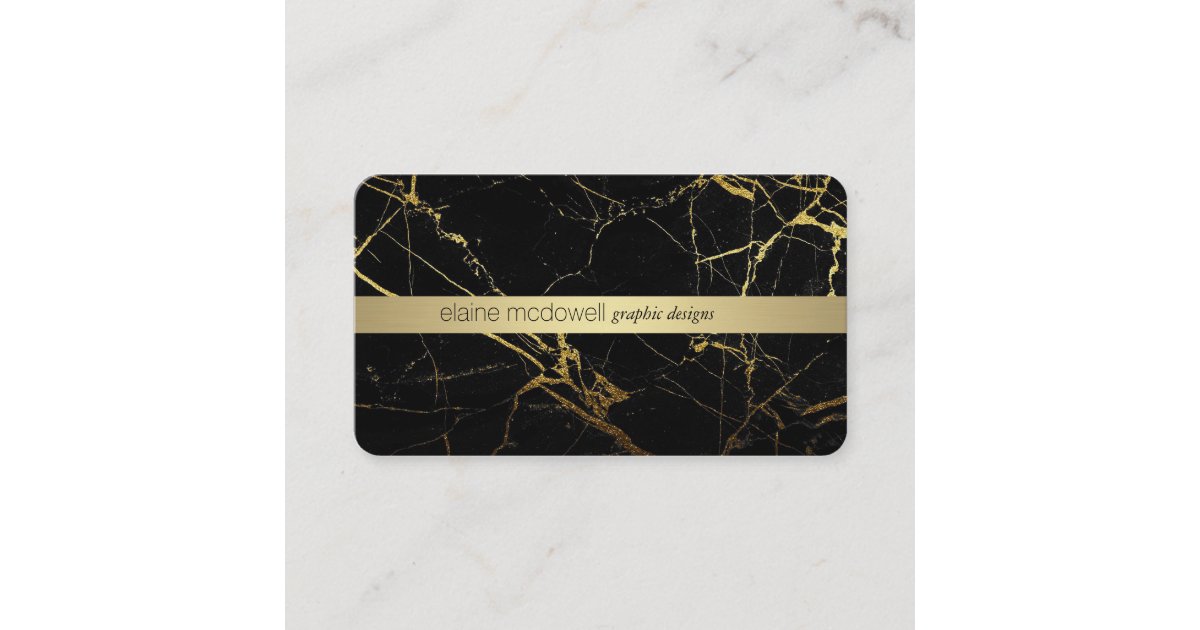 gold black marble business card Zazzle