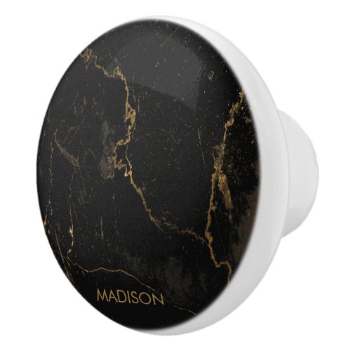 Gold Black Marble Ceramic Knob