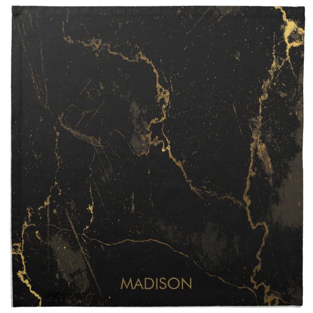 Gold Black Marble Cloth Napkin (Front)
