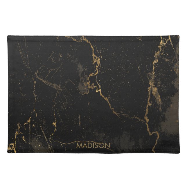 Gold Black Marble Cloth Placemat (Front)