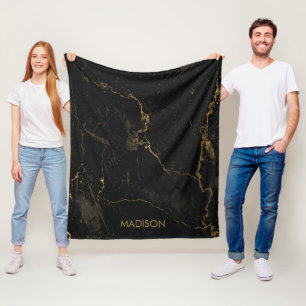 Gold Black Marble Fleece Blanket
