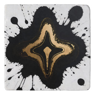 Gold Black Marble Fluid Abstract Luxury Trivet