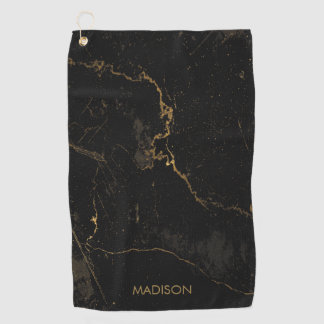 Gold Black Marble Golf Towel